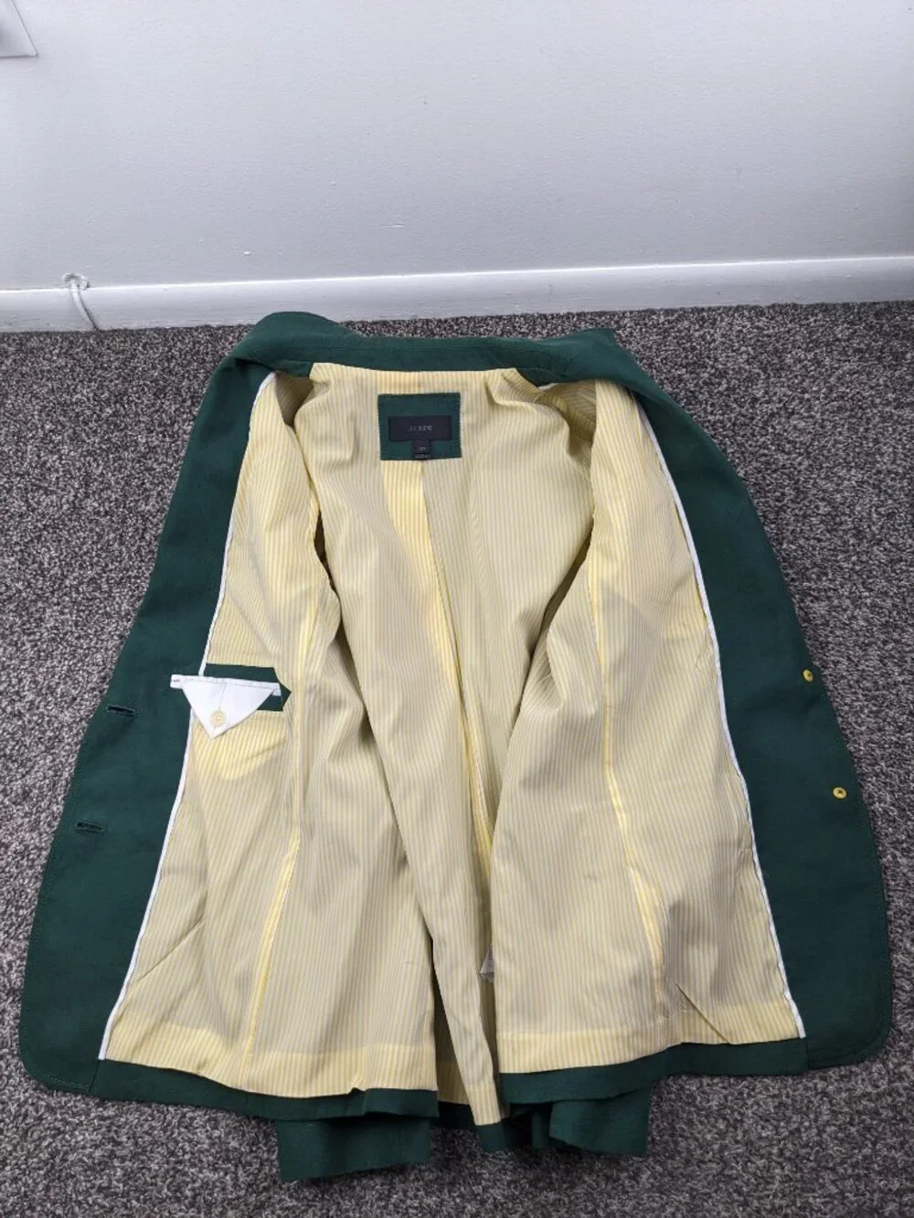 J Crew Blazer Jacket 100% Linen Gold Button Green Womens 12 12T Tall - Picture 5 of 14